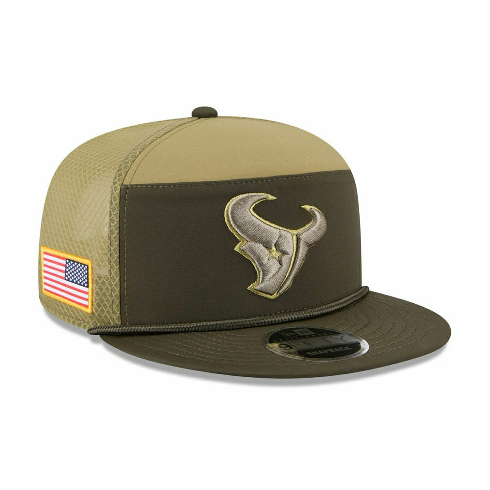 Houston Texans 2025 NFL Salute to Service 9FIFTY Split Panel Trucker Snapback Cap Olive - Taass discount