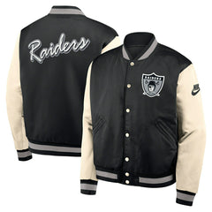 Las Vegas Raiders Rewind Legacy Bomber Jacket Black/Cream - Taass Online