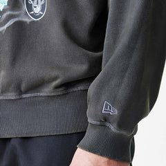 Las Vegas Raiders Washed Oversized NFL Crew Neck Sweater Dark Gray - Taass US