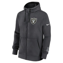 Las Vegas Raiders Playbook NFL Full-Zip Fleece Hoodie Anthracite - Taass Online