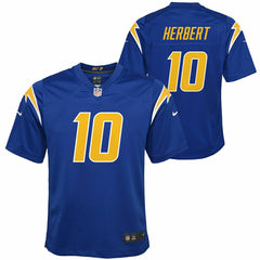 Justin Herbert #10 Los Angeles Chargers Color Rush Football NFL Jersey Blue (YOUTH) - Taass US