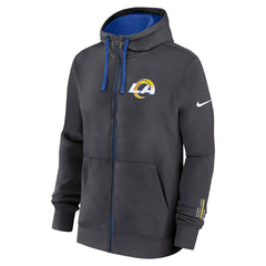 Los Angeles Rams Playbook NFL Full-Zip Fleece Hoodie Anthracite - Taass on sale