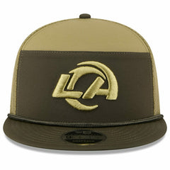 Los Angeles Rams 2025 NFL Salute to Service 9FIFTY Split Panel Trucker Snapback Cap Olive - Taass sale