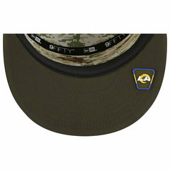 Los Angeles Rams 2025 NFL Salute to Service 9FIFTY Split Panel Trucker Snapback Cap Olive - Taass sale