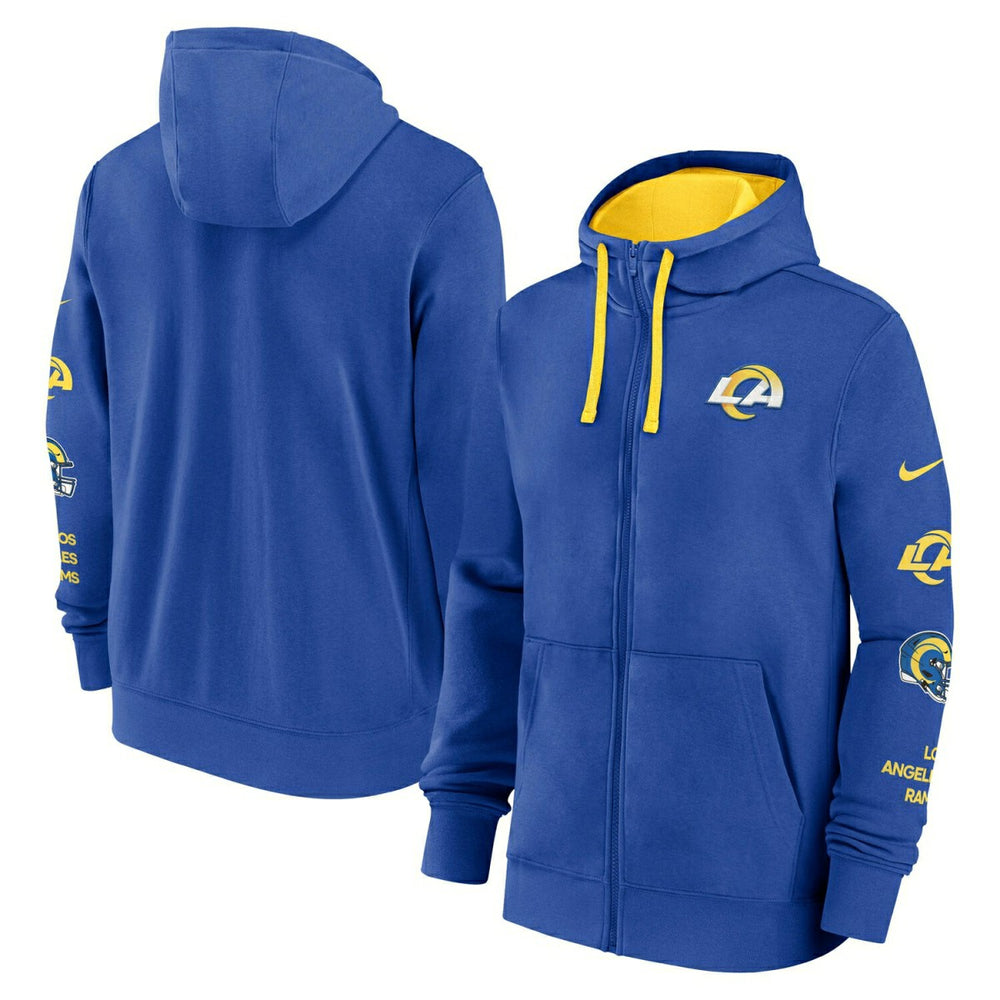 Los Angeles Rams Full-Zip Nike Club Fleece Hoodie Blue - Taass Online
