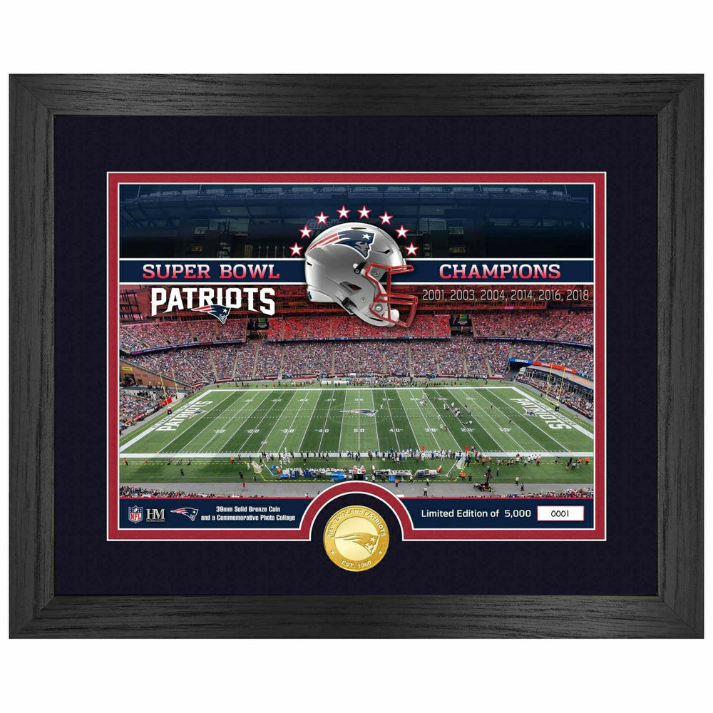 New England Patriots Team Stadium Bronze Coin Framed NFL Photo - Taass Online