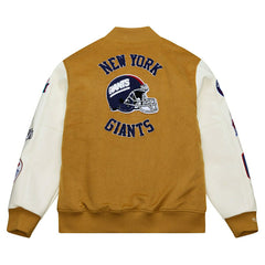 New York Giants Dusted Varsity NFL Jacket Brown/Cream - Taass sale