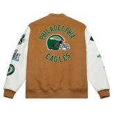 Philadelphia Eagles Dusted Varsity NFL Jacket Brown/Cream - Taass Online
