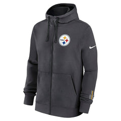 Pittsburgh Steelers Playbook NFL Full-Zip Fleece Hoodie Anthracite - Taass sale