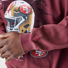 San Francisco 49ers Washed Oversized NFL Crew Neck Sweater Red - Taass on sale