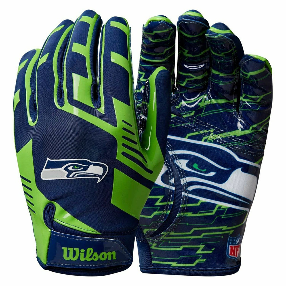 Seattle Seahawks Wilson Youth Stretch-Fit NFL Receivers Gloves (KIDS) - Taass Online