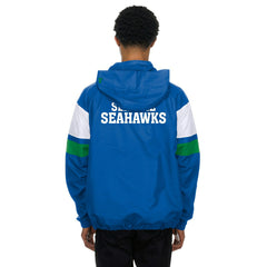 Seattle Seahawks NFL Quarter Zip Windbreaker Jacket Blue - Taass on sale