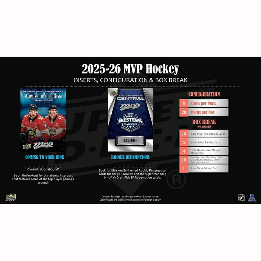 2025/26 Upper Deck MVP Hockey NHL Hobby Box - Taass for sale