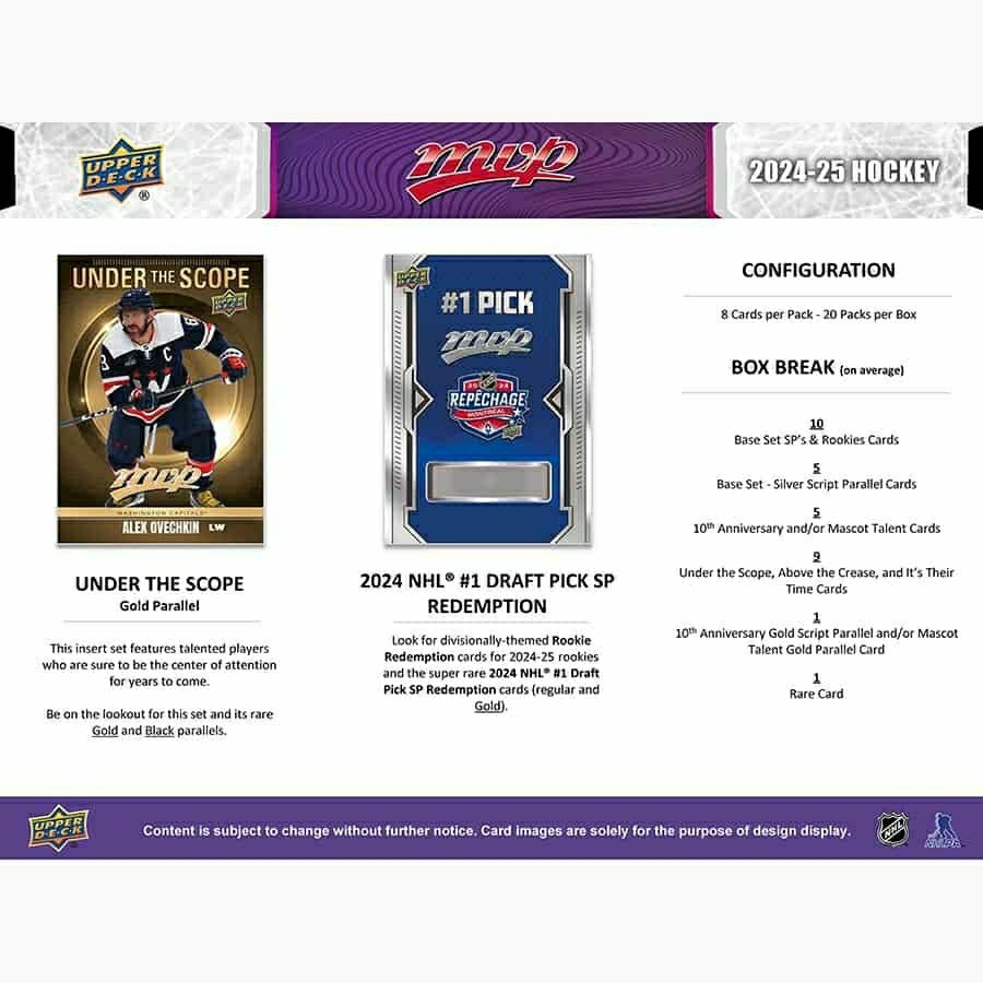 2024/25 Upper Deck MVP Hockey NHL Hobby Box - Taass Online