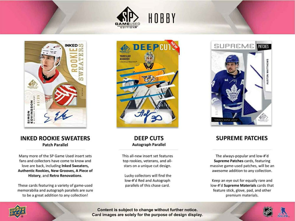 2023/24 Upper Deck SP Game Used Hockey NHL Hobby Box - Taass for sale