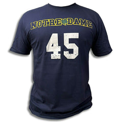 Notre Dame Daniel "Rudy" Ruettiger #45 College Football T-Shirt Navy - Taass sale