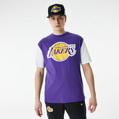 Los Angeles Lakers Color Insert New Era Oversized NBA T-Shirt - Taass US