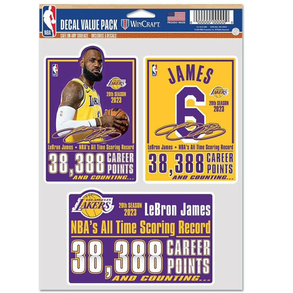 LeBron James NBA's All Time Scoring Record NBA Decals Set (3 Pcs.) - Taass discount