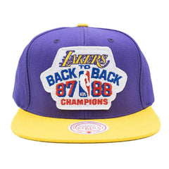Los Angeles Lakers Back To Back Champions Mitchell & Ness Snapback NBA Cap - Taass on sale