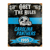 Carolina Panthers Obey The Rules Embossed NFL Metal Sign - Taass for sale