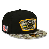 Green Bay Packers 2021 NFL On-Field Salute to Service New Era 59FIFTY Fitted Cap - Taass on sale