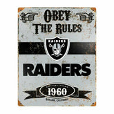 Las Vegas Raiders Obey The Rules Embossed NFL Metal Sign - Taass discount