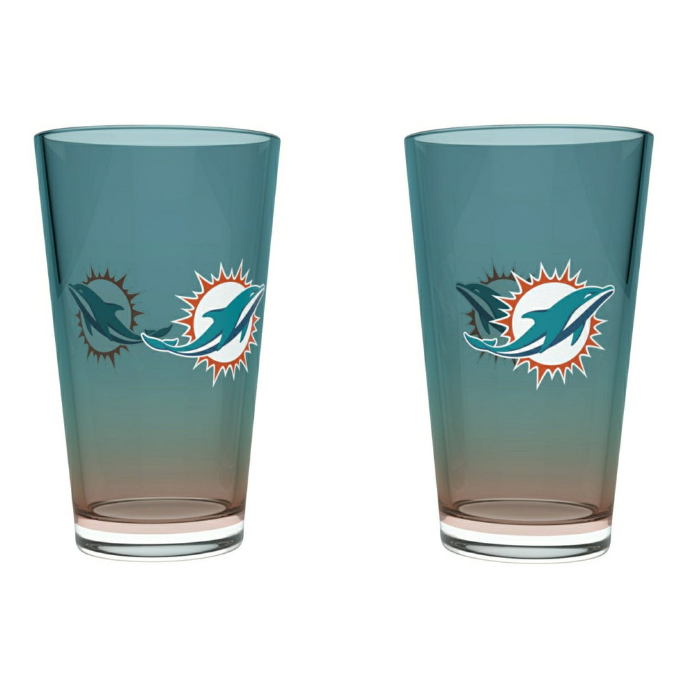 Miami Dolphins Team Color NFL Pint Glass Set (2-Piece) - Taass for sale