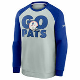 New England Patriots GO PATS Nike Throwback NFL Crewneck Pullover - Taass for sale