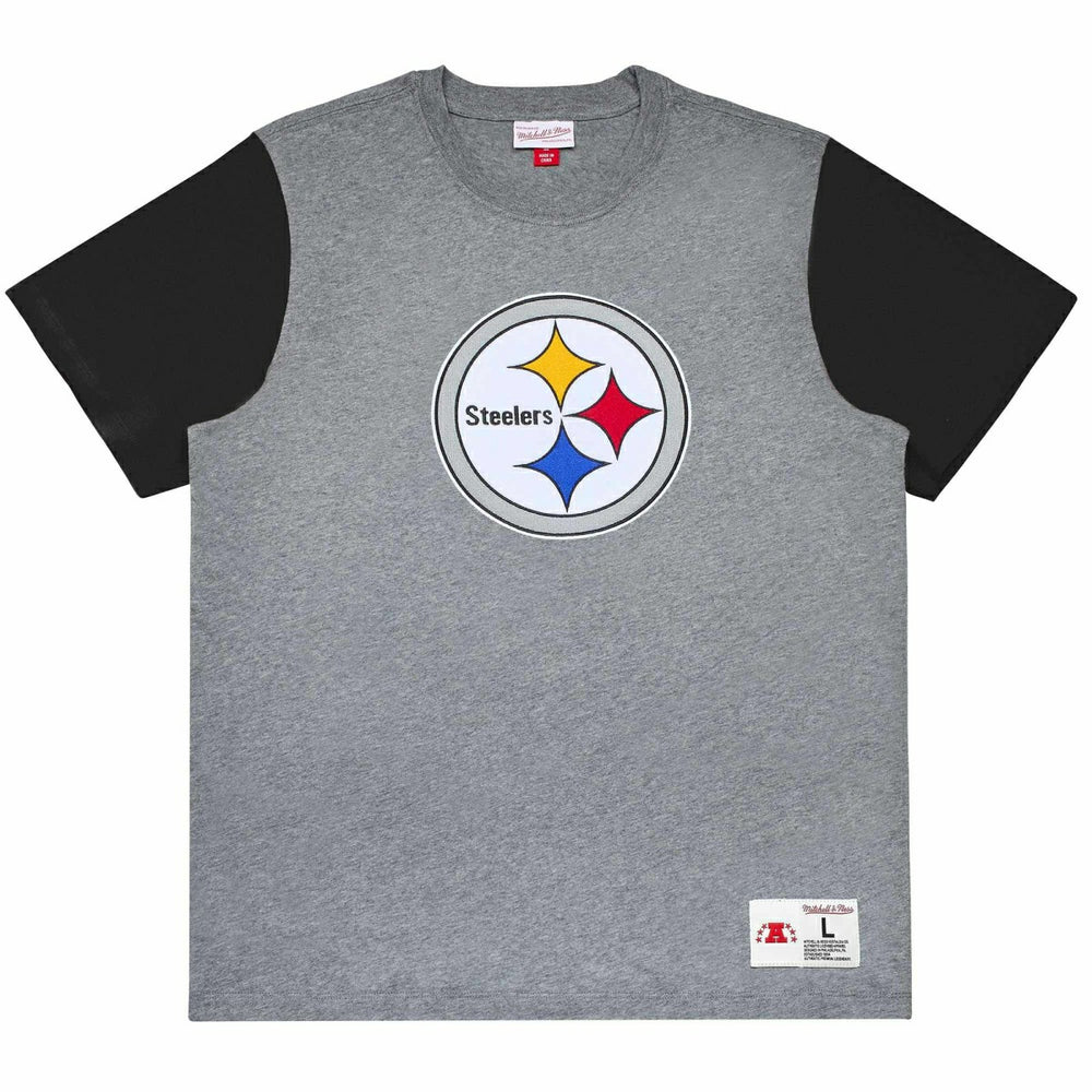 Pittsburgh Steelers Mitchell & Ness Color Blocked NFL Throwback T-Shirt - Taass on sale