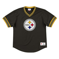 Pittsburgh Steelers Unbeaten Mitchell & Ness NFL V-Neck Mesh Shirt Black - Taass US