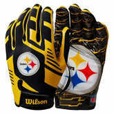 Pittsburgh Steelers Wilson Youth Stretch-Fit NFL Receivers Gloves (KIDS) - Taass for sale