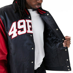 San Francisco 49ers Satin New Era NFL Bomber Jacket - Taass on sale