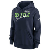 Seattle Seahawks Wordmark Nike Club NFL Hoodie Navy (WOMEN'S) - Taass Online