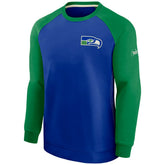Seattle Seahawks Raglan NFL Throwback Nike Crewneck Pullover - Taass Online