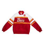Tampa Bay Buccaneers Mitchell & Ness Script Heavyweight Satin NFL Jacket - Taass on sale