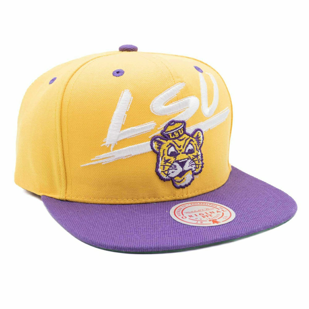 LSU Tigers Transcript Mitchell & Ness Snapback NCAA Cap - Taass on sale