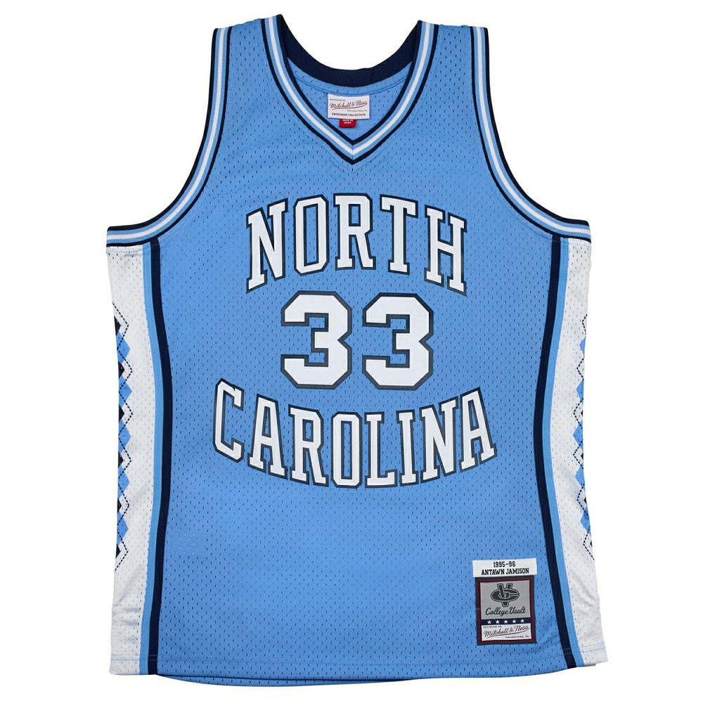 Antawn Jamison #33 North Carolina 1995-96 Mitchell & Ness Swingman NCAA Jersey Blue - Taass for sale