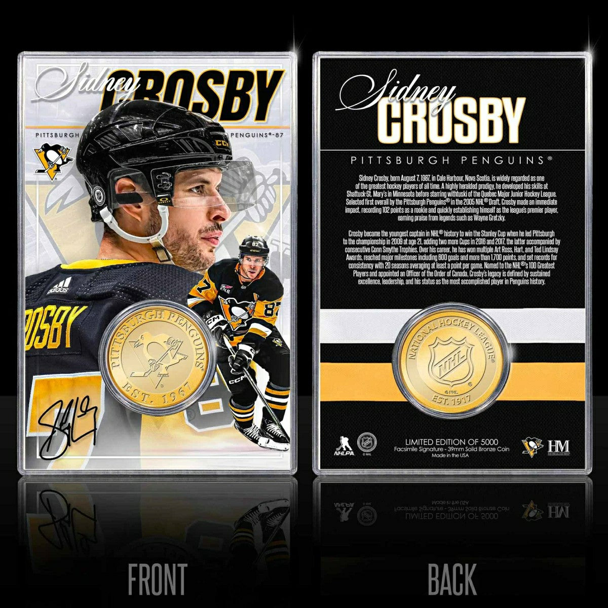 Sidney Crosby Pittsburgh Penguins Acrylic Bronze Coin Holder - Taass Online