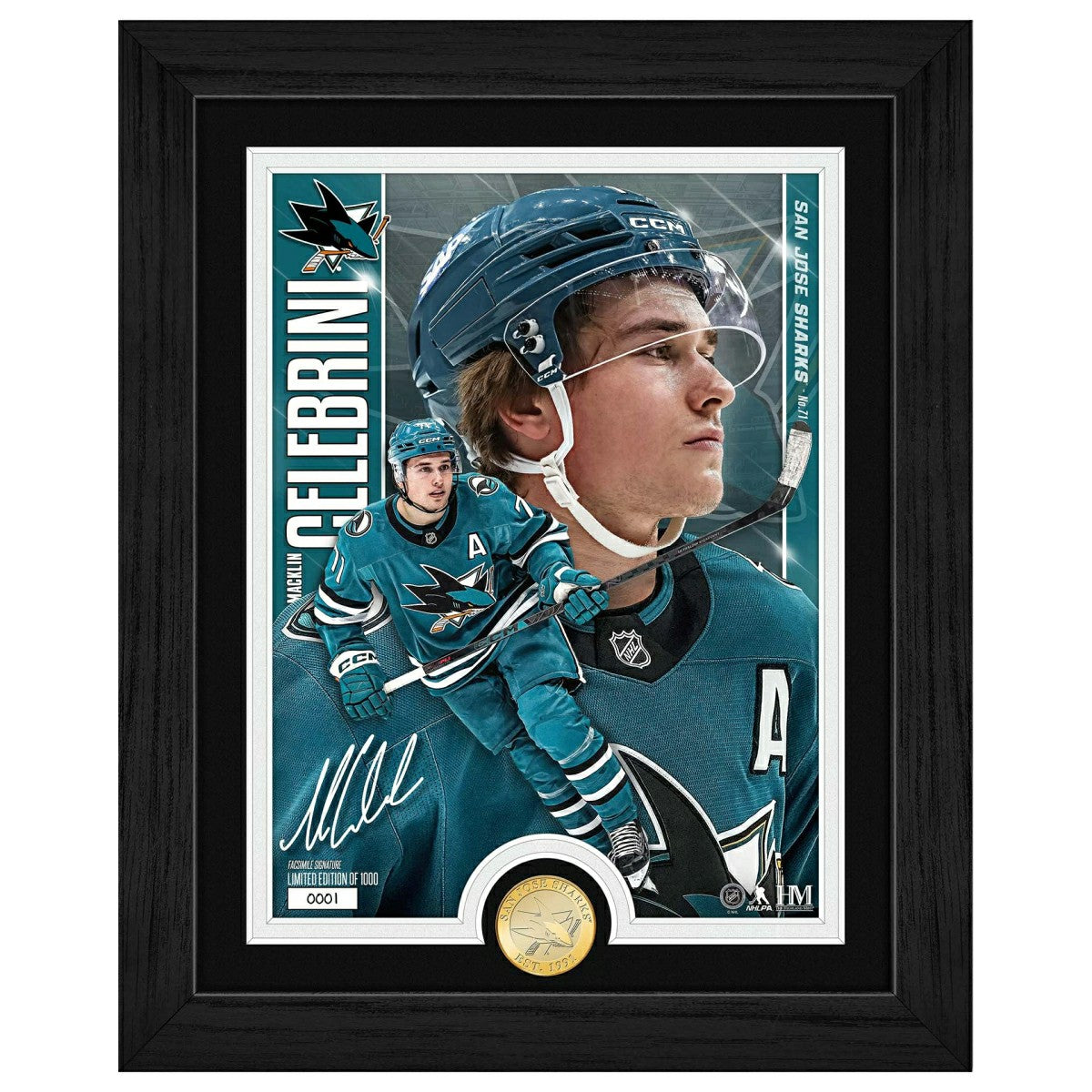 Macklin Celebrini San Jose Sharks Artist Proof Bronze Coin NHL Photo Frame - Taass outlet