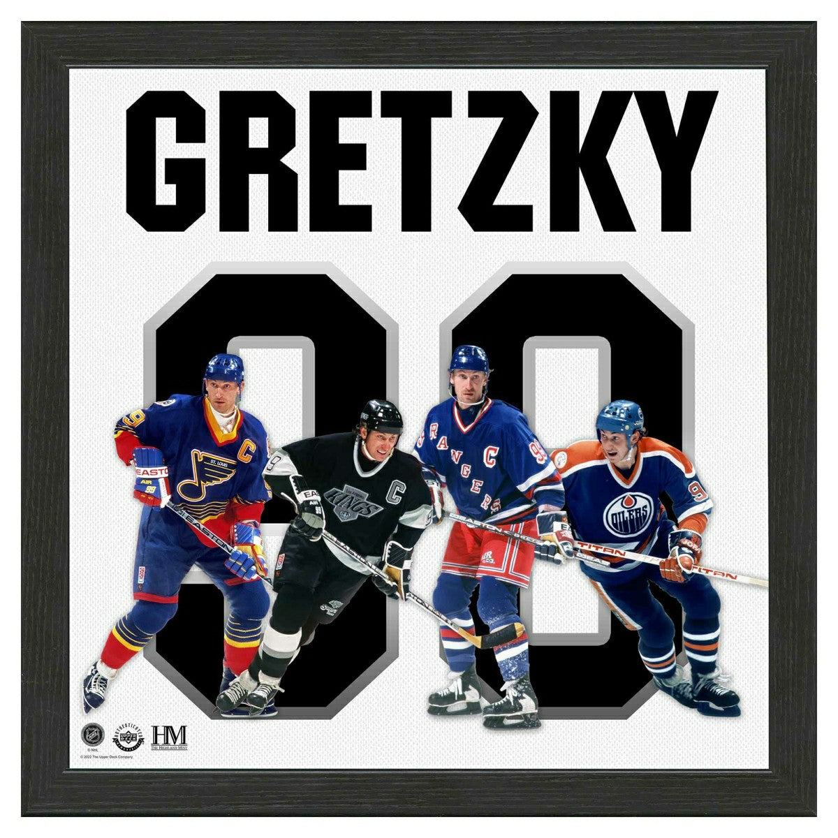 Wayne Gretzky #99 Team History Impact Jersey Framed NHL Photo - Taass US
