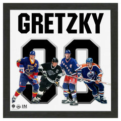 Wayne Gretzky #99 Team History Impact Jersey Framed NHL Photo - Taass US