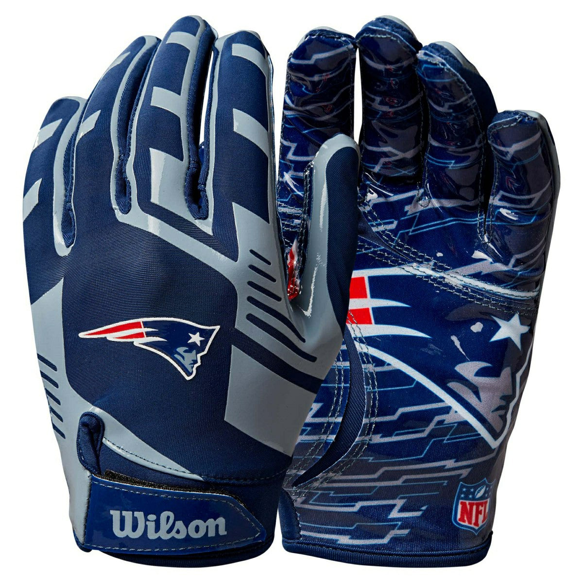 New England Patriots Wilson Stretch-Fit NFL Receivers Gloves - Taass on sale