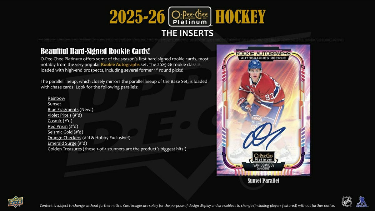 2025/26 Upper Deck O-Pee-Chee Platinum Hockey NHL Hobby Pack - Taass sale