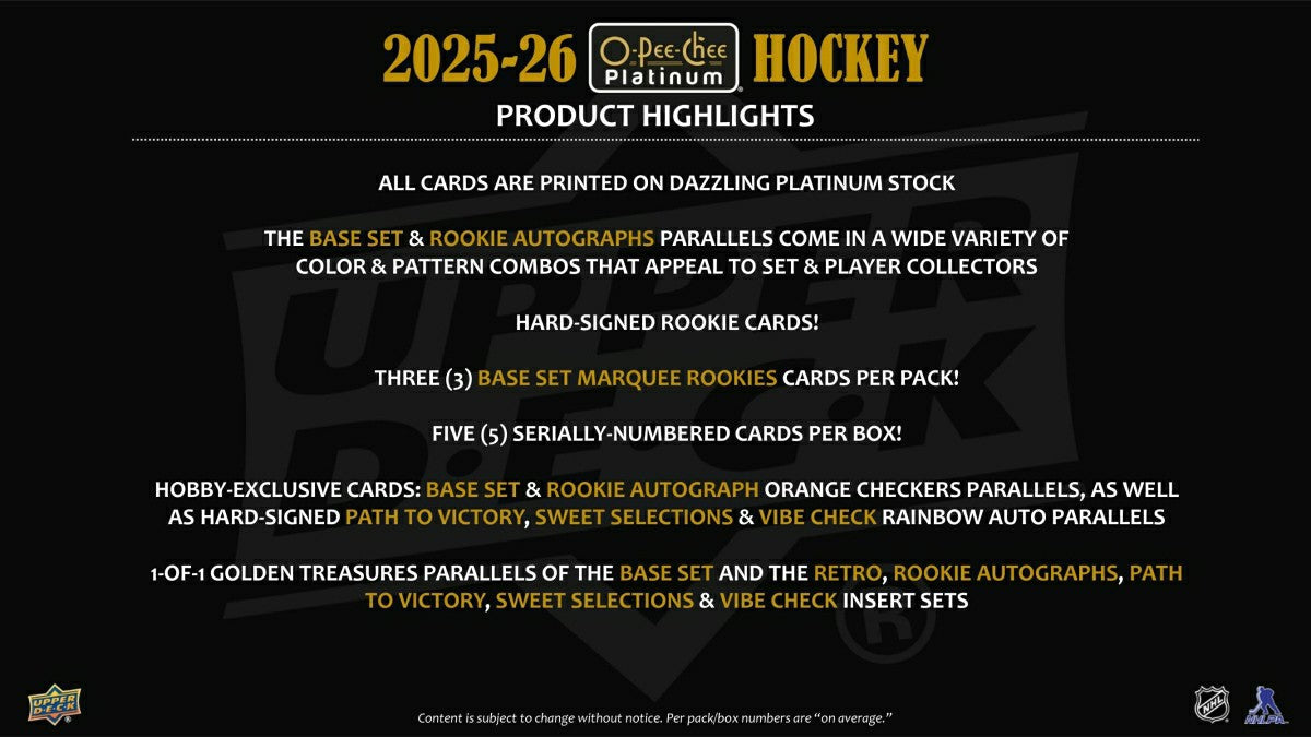 2025/26 Upper Deck O-Pee-Chee Platinum Hockey NHL Hobby Pack - Taass sale