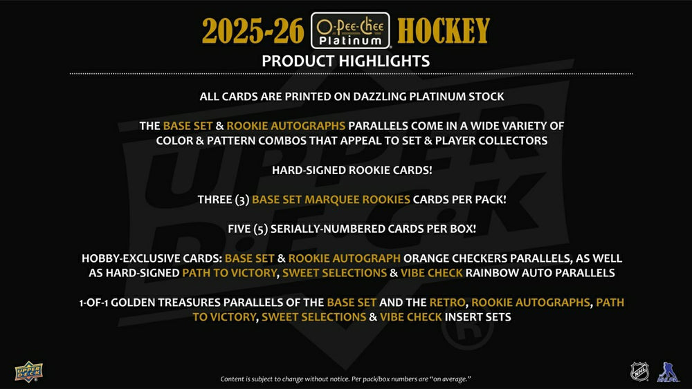 2025/26 Upper Deck O-Pee-Chee Platinum Hockey NHL Hobby Pack - Taass sale