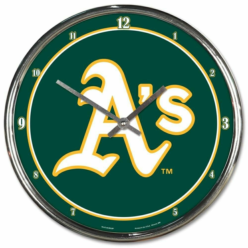 Athletics Chrome MLB Wall Clock - Taass sale