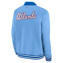 Atlanta Braves City Connect 2026 MLB Authentic Dugout Bomber Jacket Blue - Taass on sale