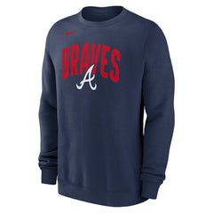 Atlanta Braves Club Fleece MLB Pullover Crew Navy - Taass on sale
