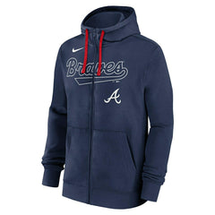 Atlanta Braves Knockout Script MLB Full-Zip Hoodie Navy - Taass outlet