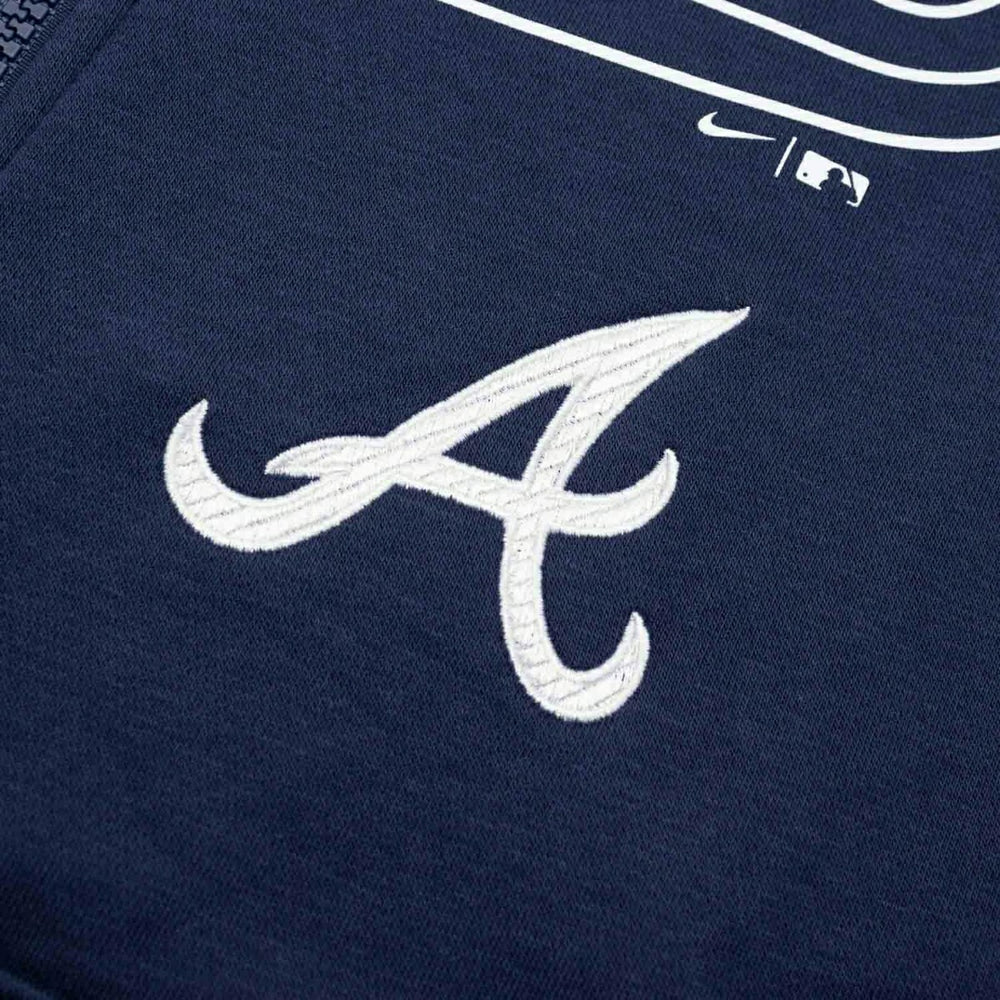 Atlanta Braves Knockout Script MLB Full-Zip Hoodie Navy - Taass outlet
